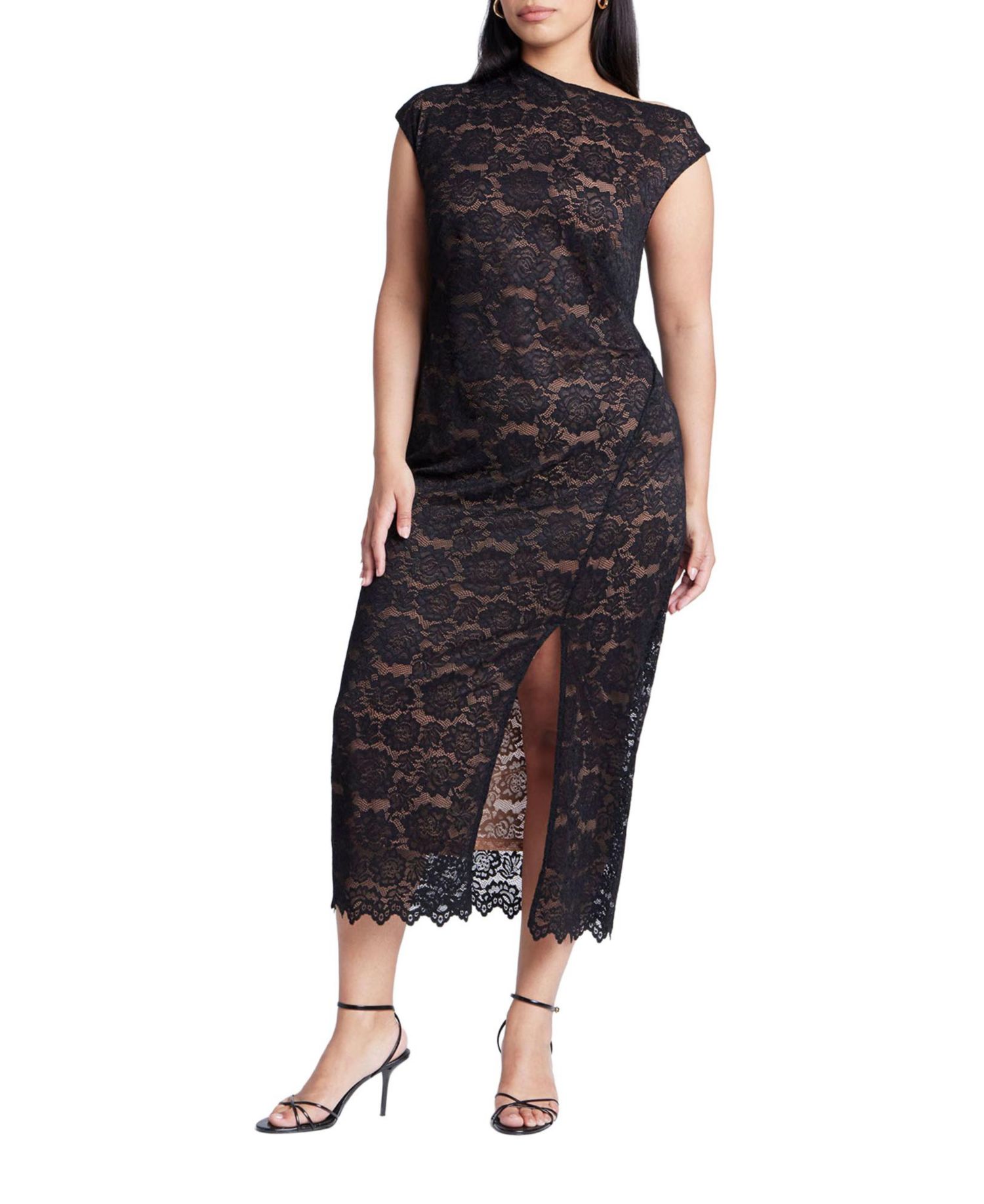 Women's Plus Size Twist Neck Lame Maxi Dress