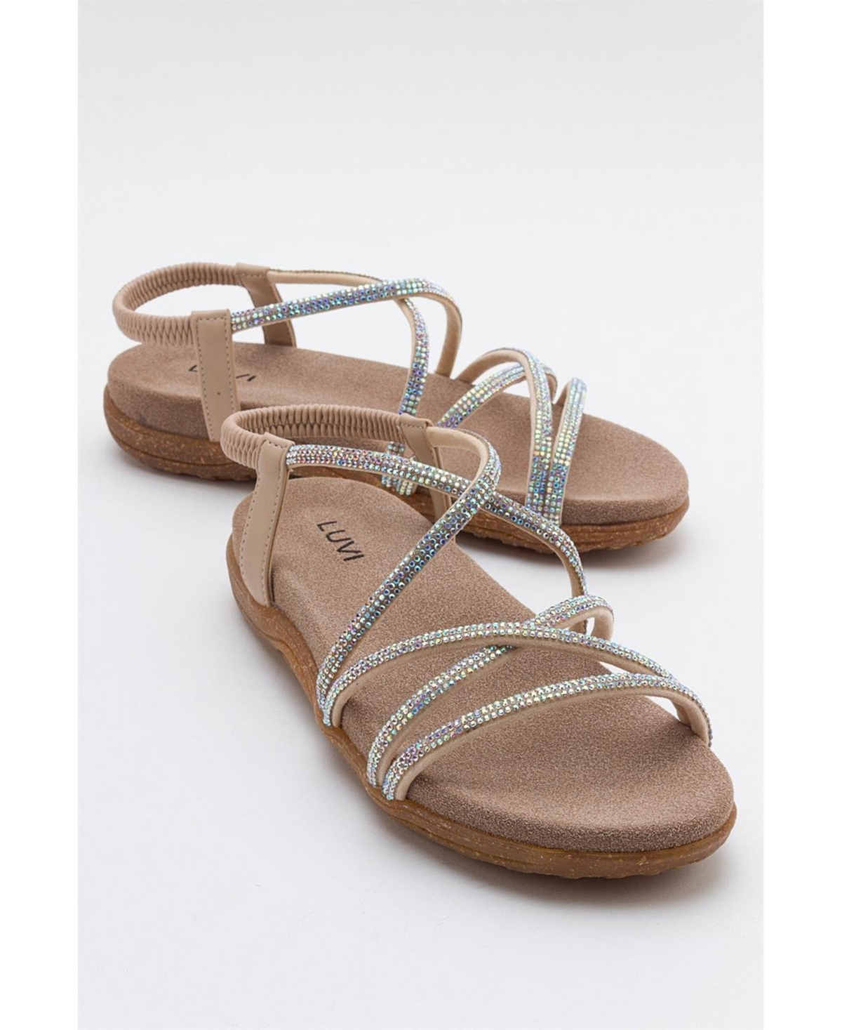 Ever Embellished Sandal (Women) - White faux leather