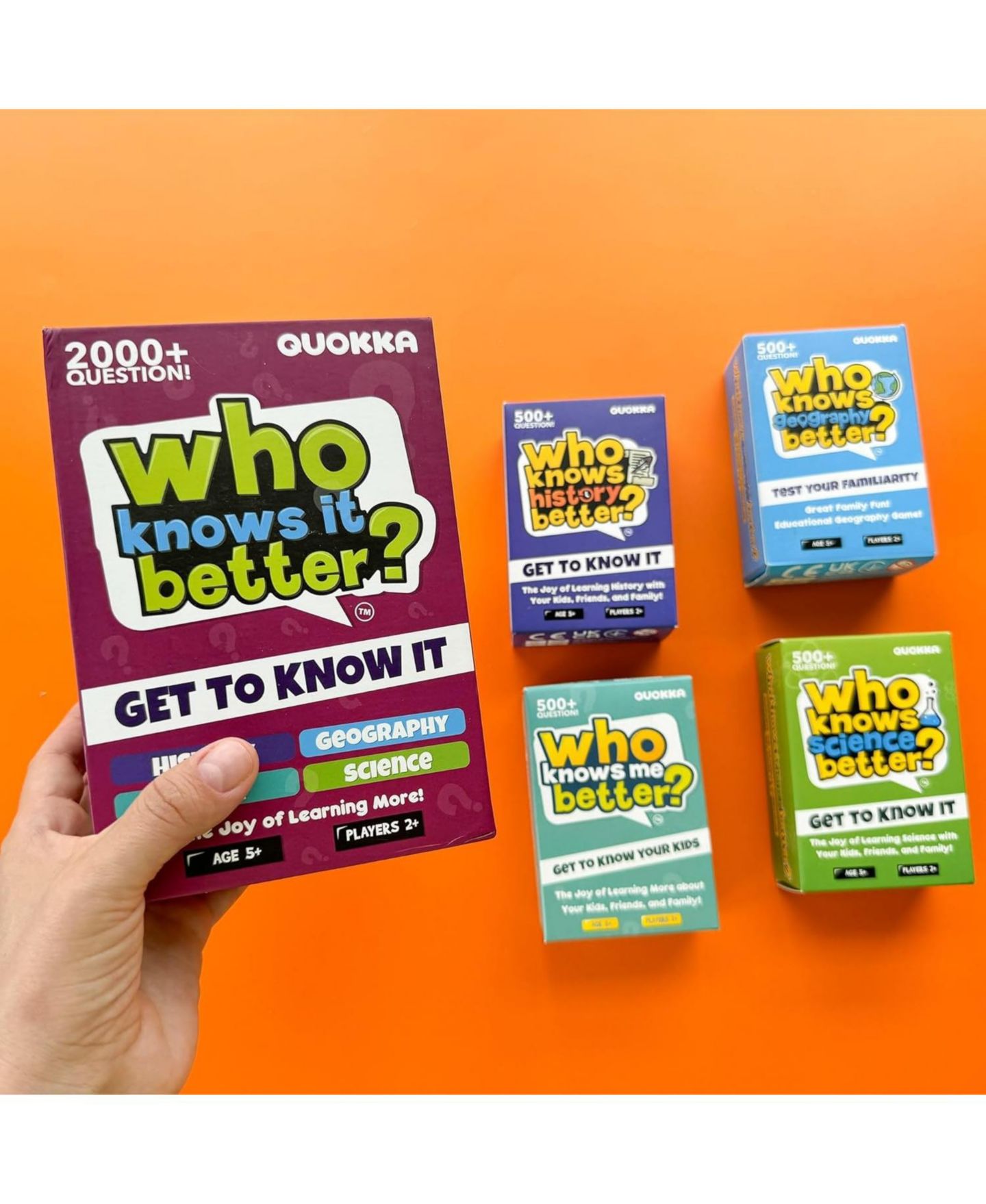 Детская карточная игра Quokka Who Knows Me Better 500+ Questions Card Game, Ages 8+, цвет: 4 Games Set — фото 8