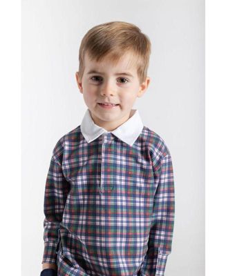 Plaid Knit Long Sleeve Polo