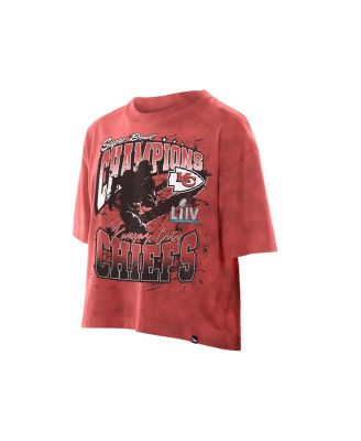 Women's Red Kansas City Chiefs Cropped Boxy Sport Classics Mineral Wash T-Shirt