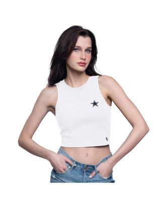 Starter - Women's&nbsp;White Dallas Cowboys Show Up Cropped Tank Top