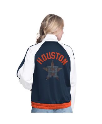 Women's&nbsp;White/Navy Houston Astros Rally Rhinestone Raglan Full-Zip Track Jacket