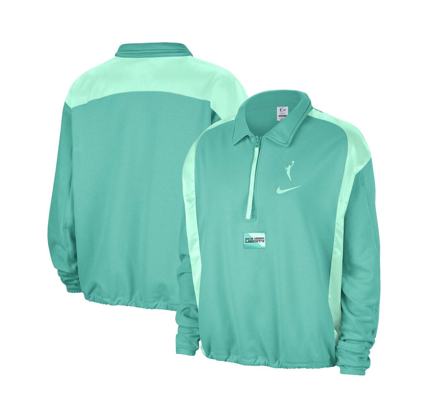 Women's Mint New York Liberty Basketball Fleece Quarter-Zip Performance Pullover