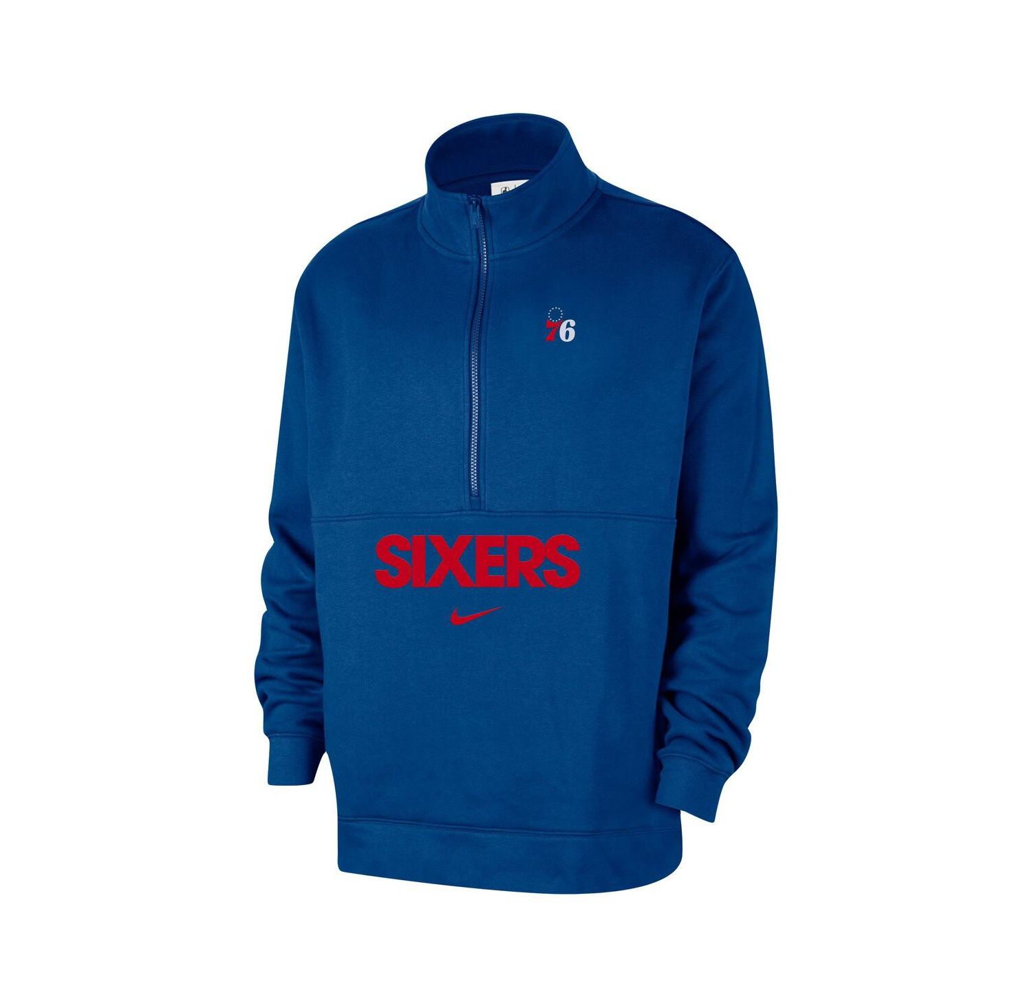 Men's Blue Philadelphia 76ers Courtside Club Half-Zip Jacket