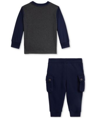 Baby Boys Cotton Jersey Tee & Fleece Cargo Pant Set