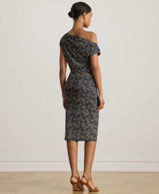 Women's Paisley Jersey Off-the-Shoulder Dress