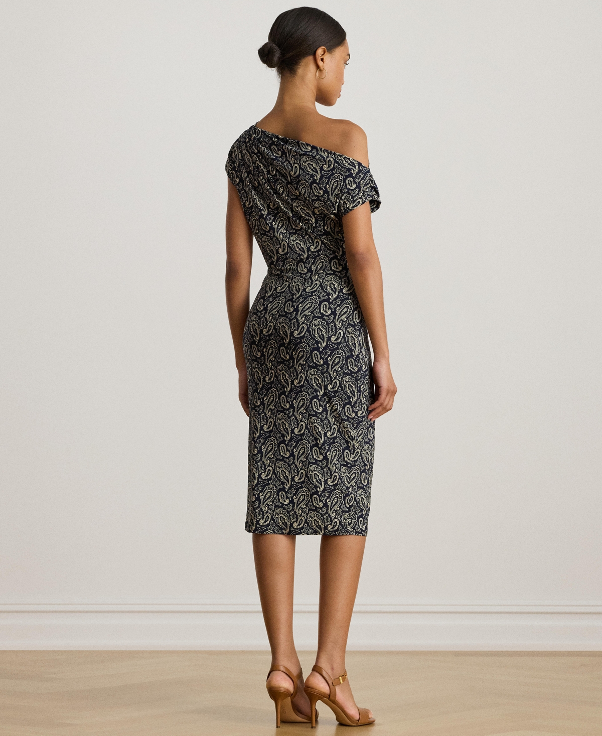 Lauren Ralph Women's Paisley Jersey Off-the-Shoulder Dress