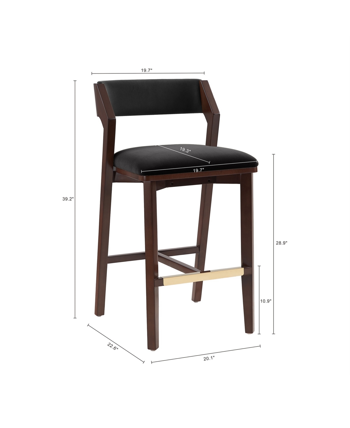 Manhattan Comfort 39.2" Patricia Velvet Upholstered Barstool In Black