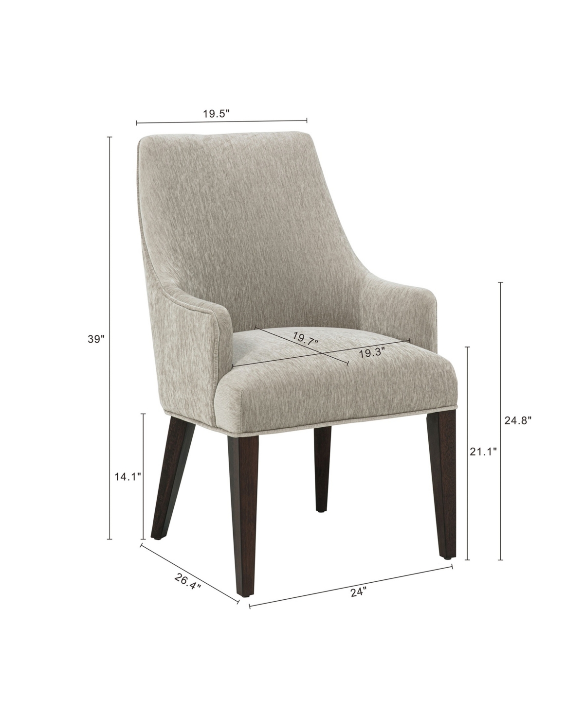 Manhattan Comfort 39" Beever Chenille Upholstered Dining Armchair In Brown