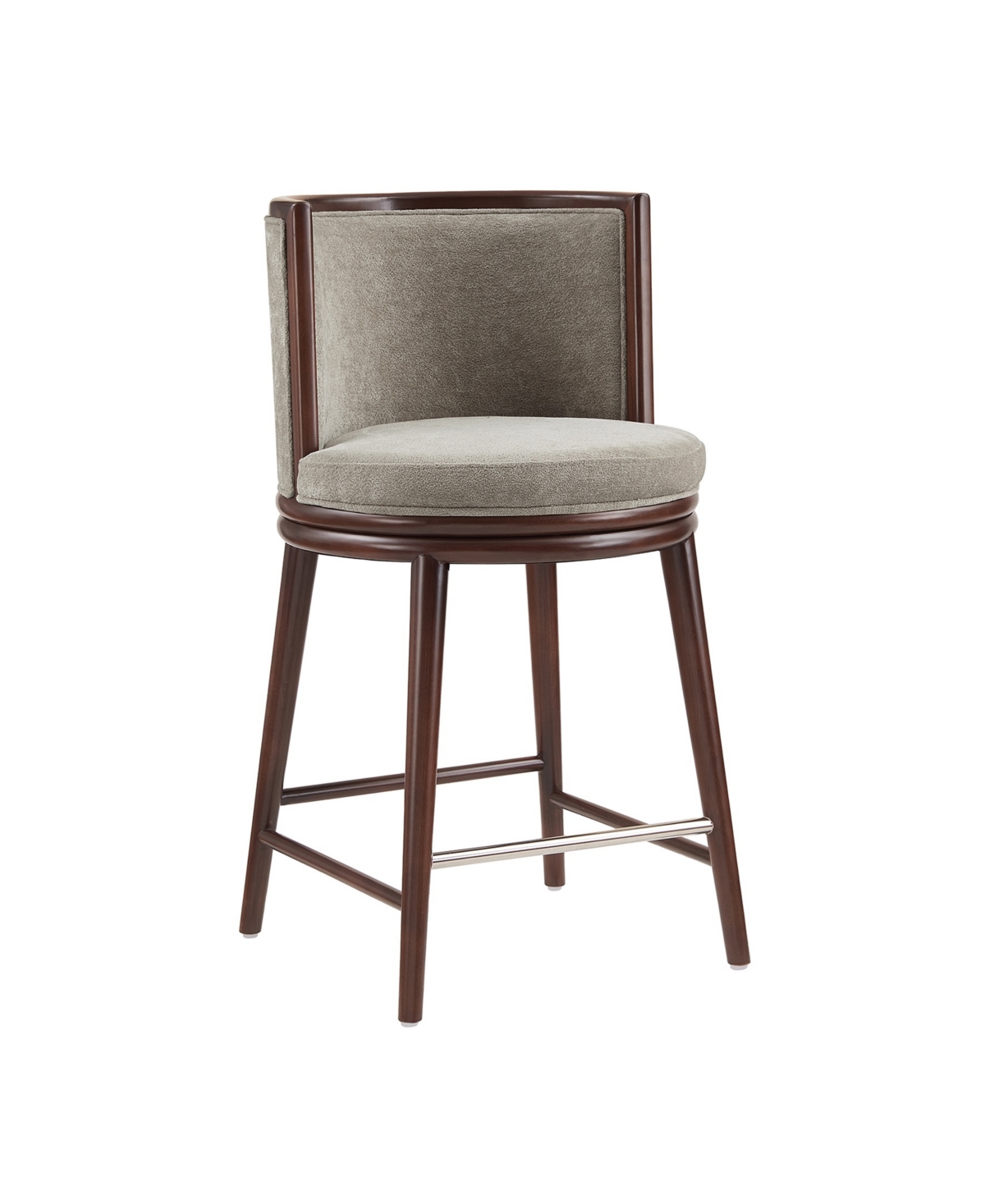 Manhattan Comfort 37.6" Evalyn Chenille Upholstered Counter Stool In Gray