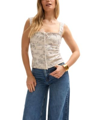 Women's Hilda Corset Inspired Josephine Print Blouse