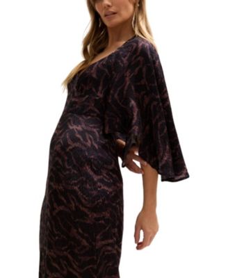 Women's Lydia Angel Sleeve Midnight Tiger Print Maxi Dress