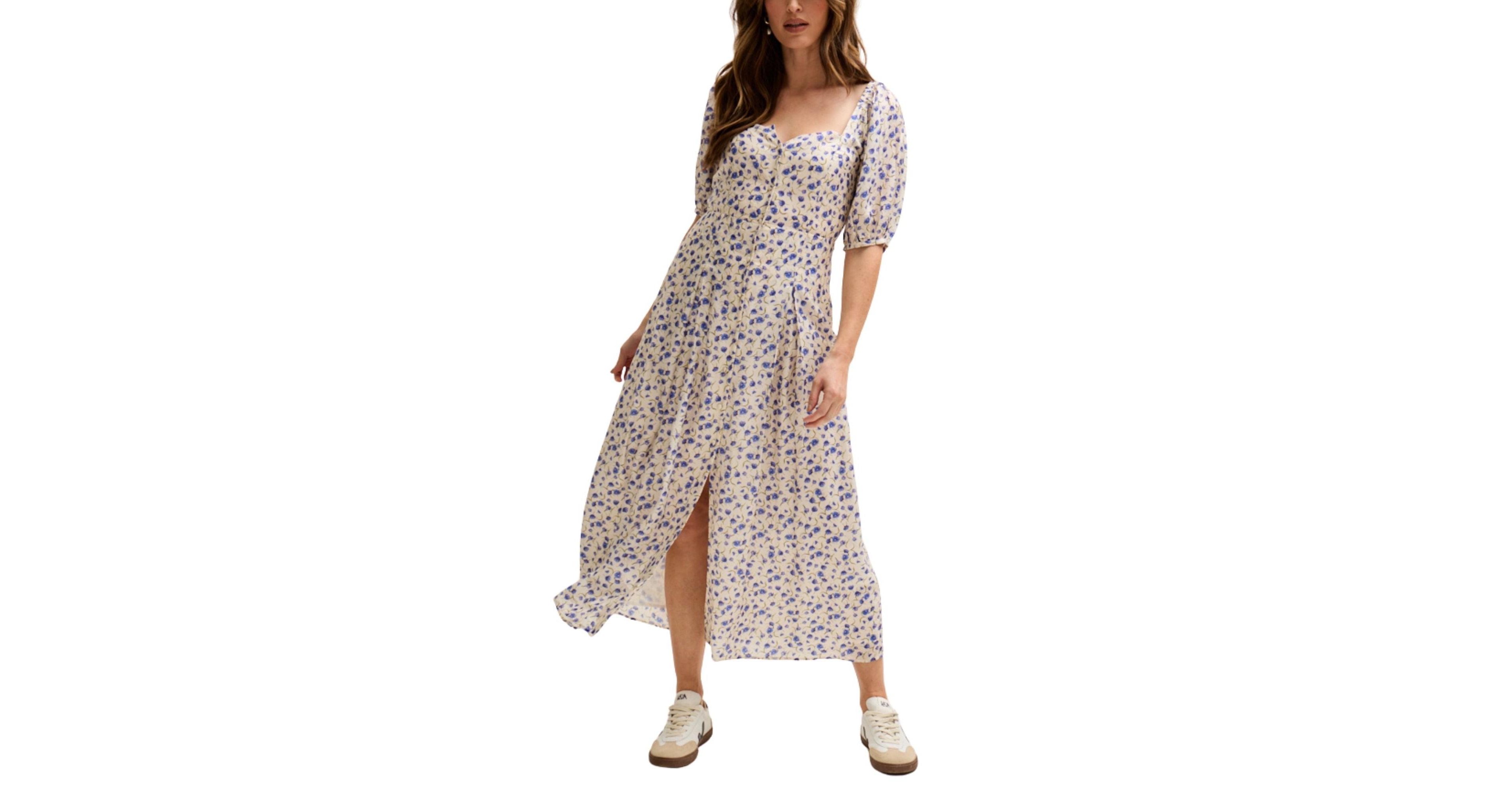 Lily and Lionel London Women's April Button Front Floral Print Midi Dress