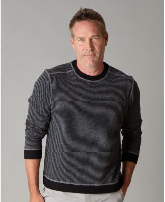Men's Itch-Free Merino Wool Striped Crewneck Sweater with Lining