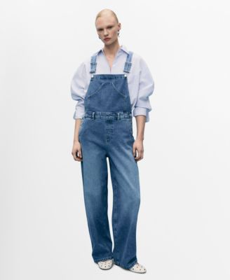 MANGO - Women's Straight Denim Dungarees
