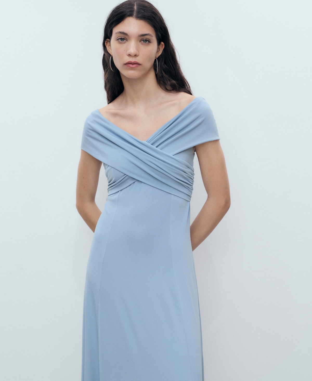 Mango Women's Crossover Neckline A-Line Dress