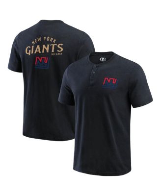 Fanatics - Men's Black New York Giants Washed Henley T-Shirt