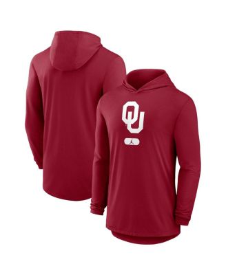 Jordan - Men's Crimson Oklahoma Sooners Primetime Tri-Blend Performance Long Sleeve Hoodie T-Shirt