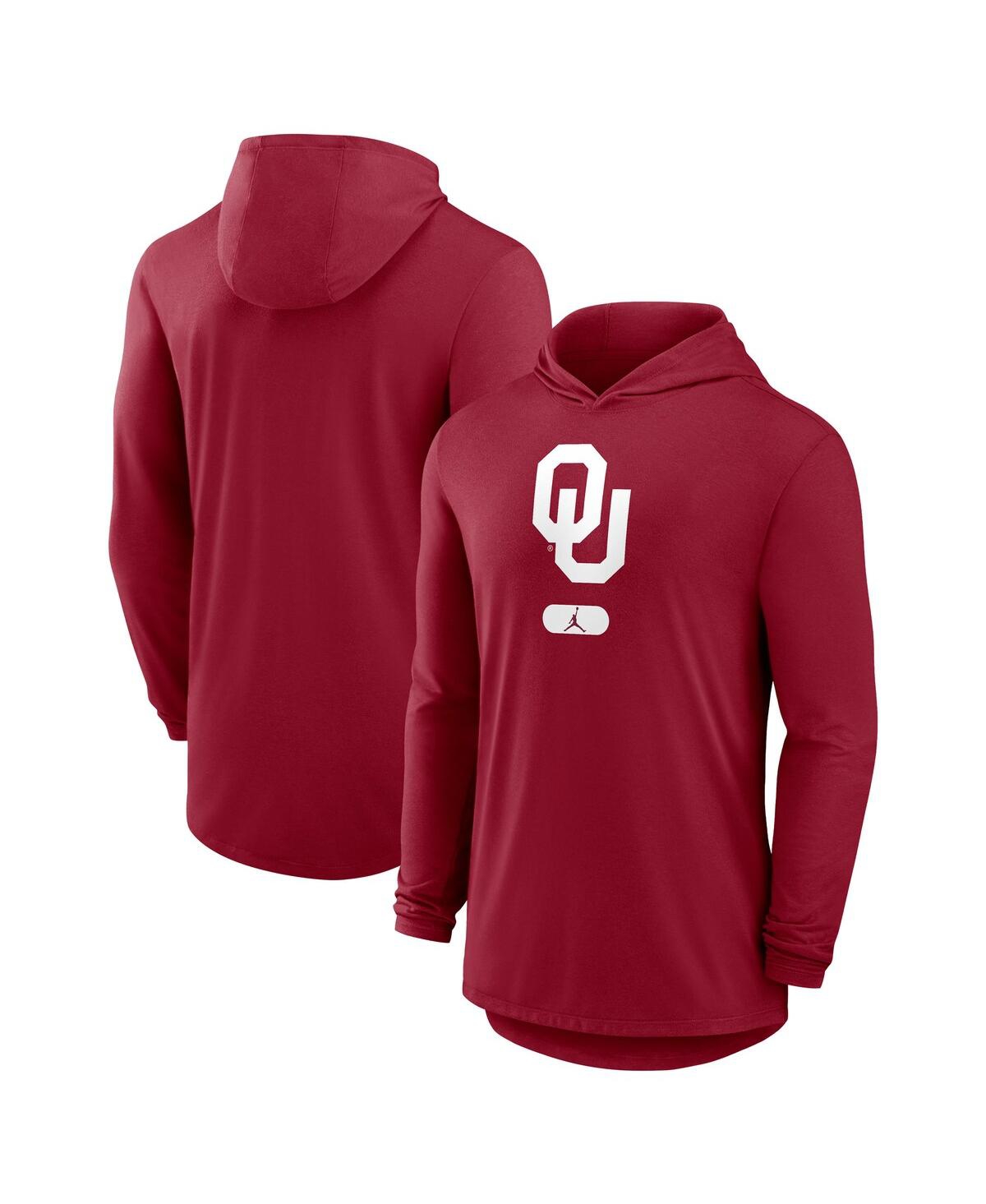 Men's Crimson Oklahoma Sooners Primetime Tri-Blend Performance Long Sleeve Hoodie T-Shirt - Crimson