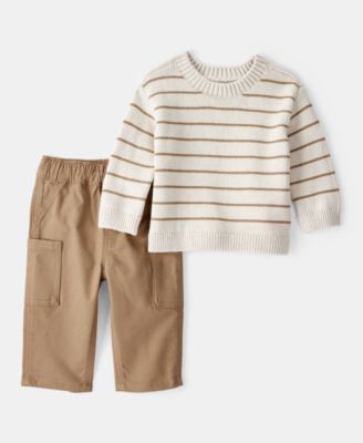 Carter's - Baby Boys Striped Sweater & Cargo Pants, 2 Piece Set