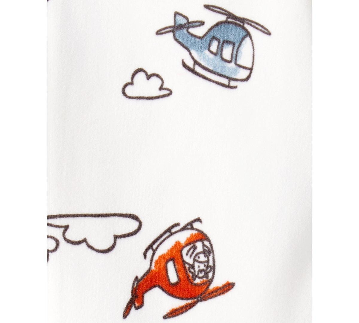 Carter's Baby Boys Helicopter-print Loose-fit Long-sleeve 2-way-zip 1-piece Footed Pajamas In White