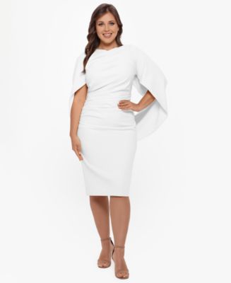 white ruched plus size dress Women's Plus Cream Corset Ruched Tiered Skater Dress