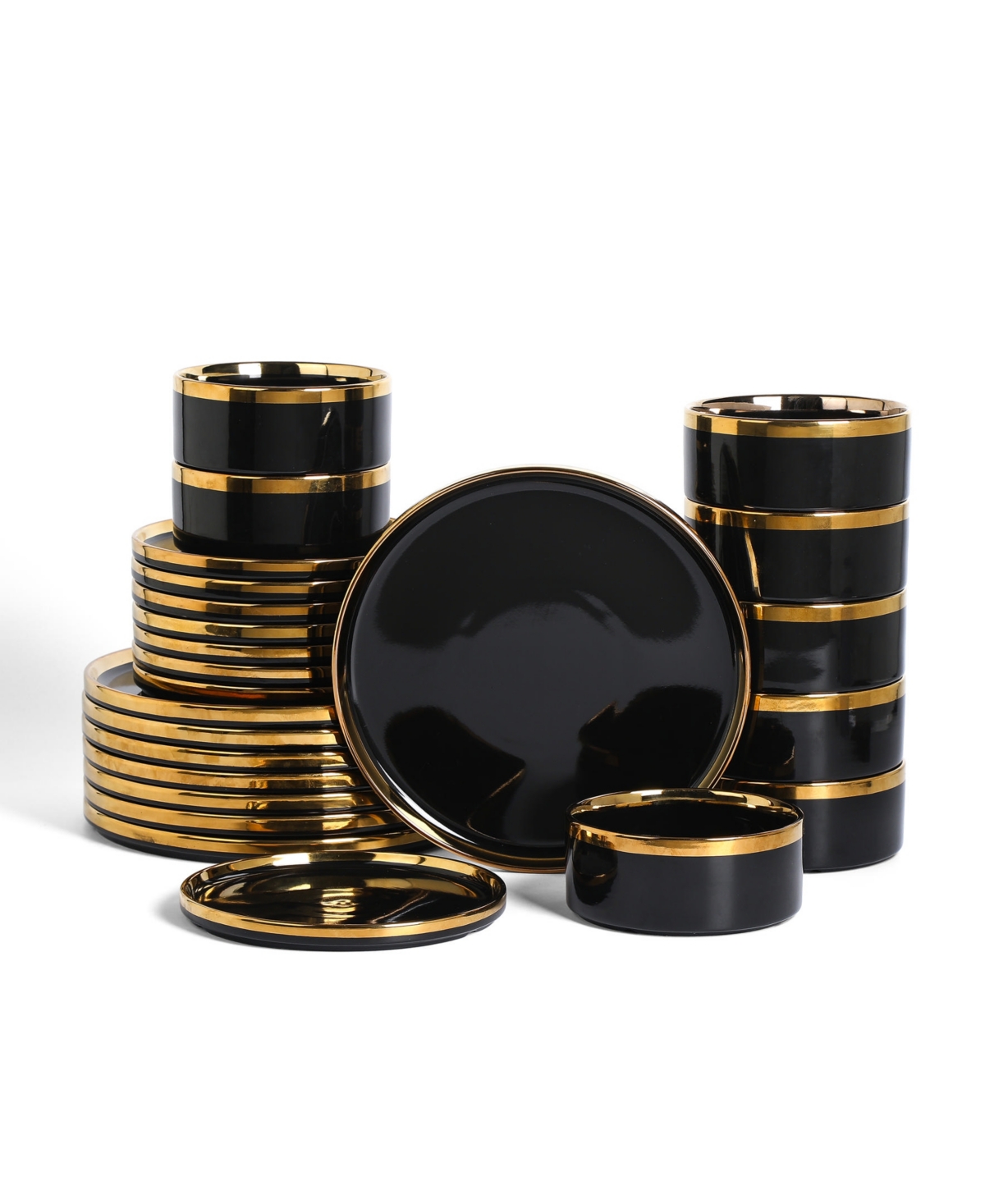 Solene 24 Pc. Dinnerware Set, Service for 8 - Black