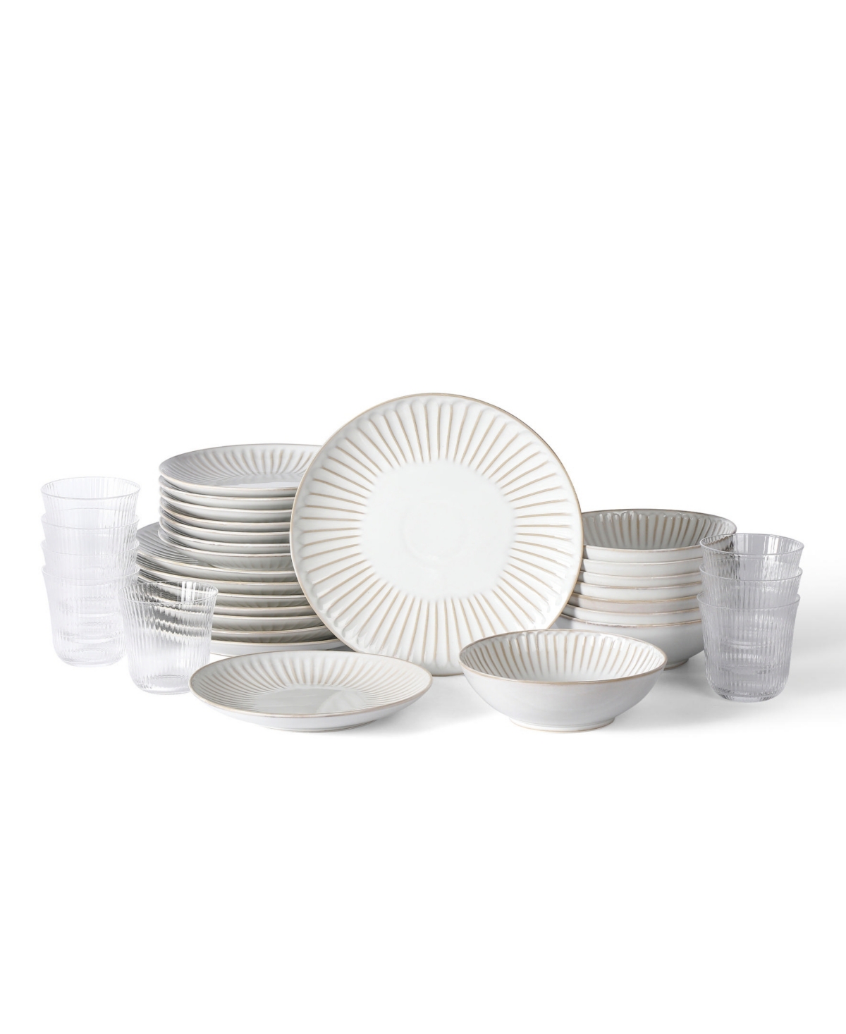 Linea 32 Pc. Dinnerware & Glassware Set, Service for 8 - White
