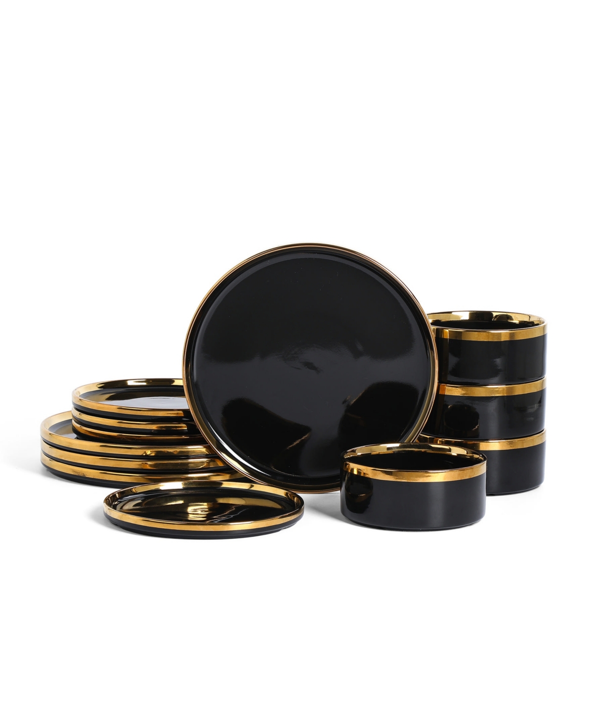 Solene 12 Pc. Dinnerware Set, Service for 4 - Black