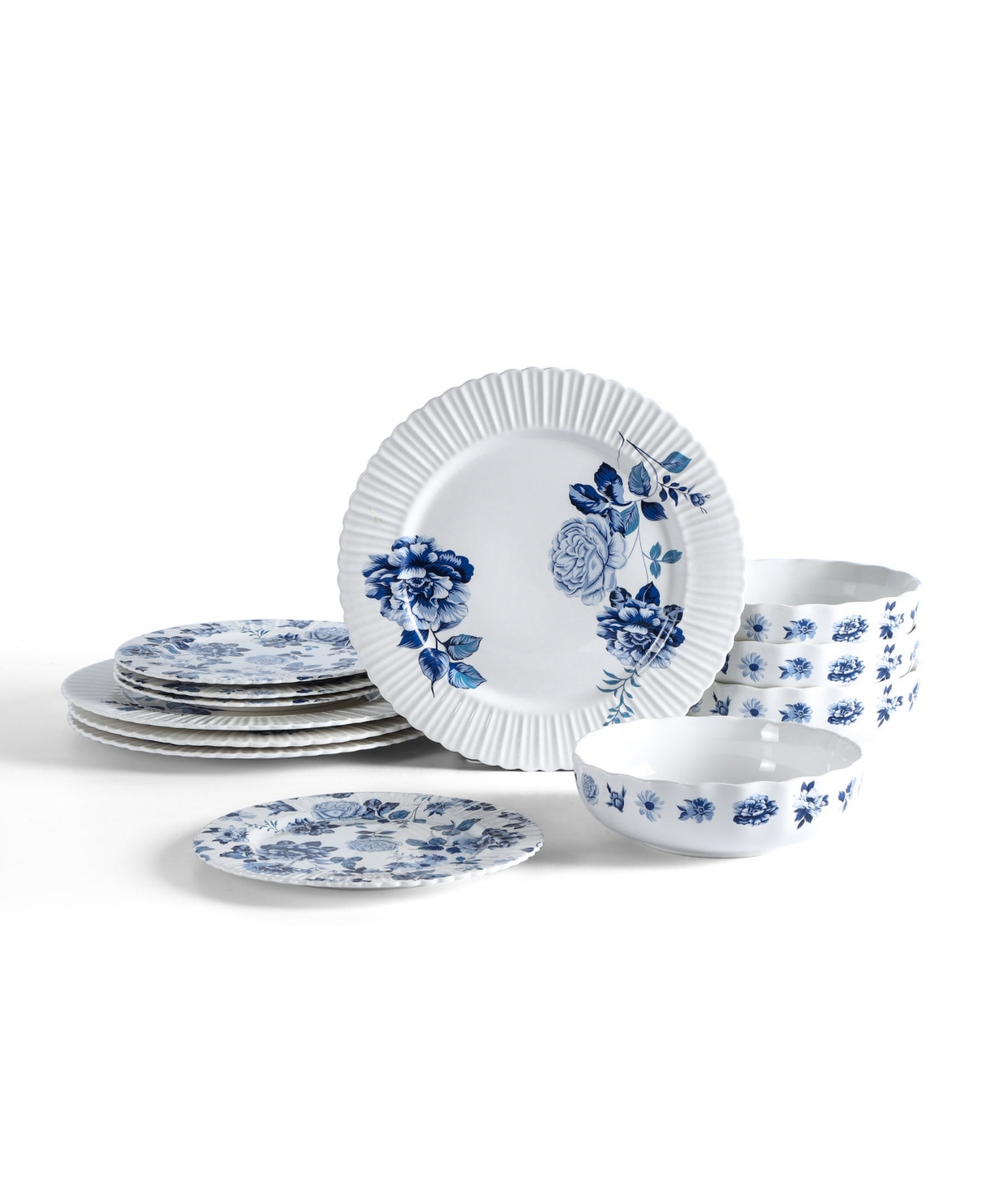 Fiore 12 Pc. Dinnerware Set, Service for 4 - Blue