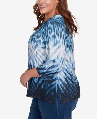 Plus Size Classic Ombre Animal Skin Three Quarter Sleeve Top