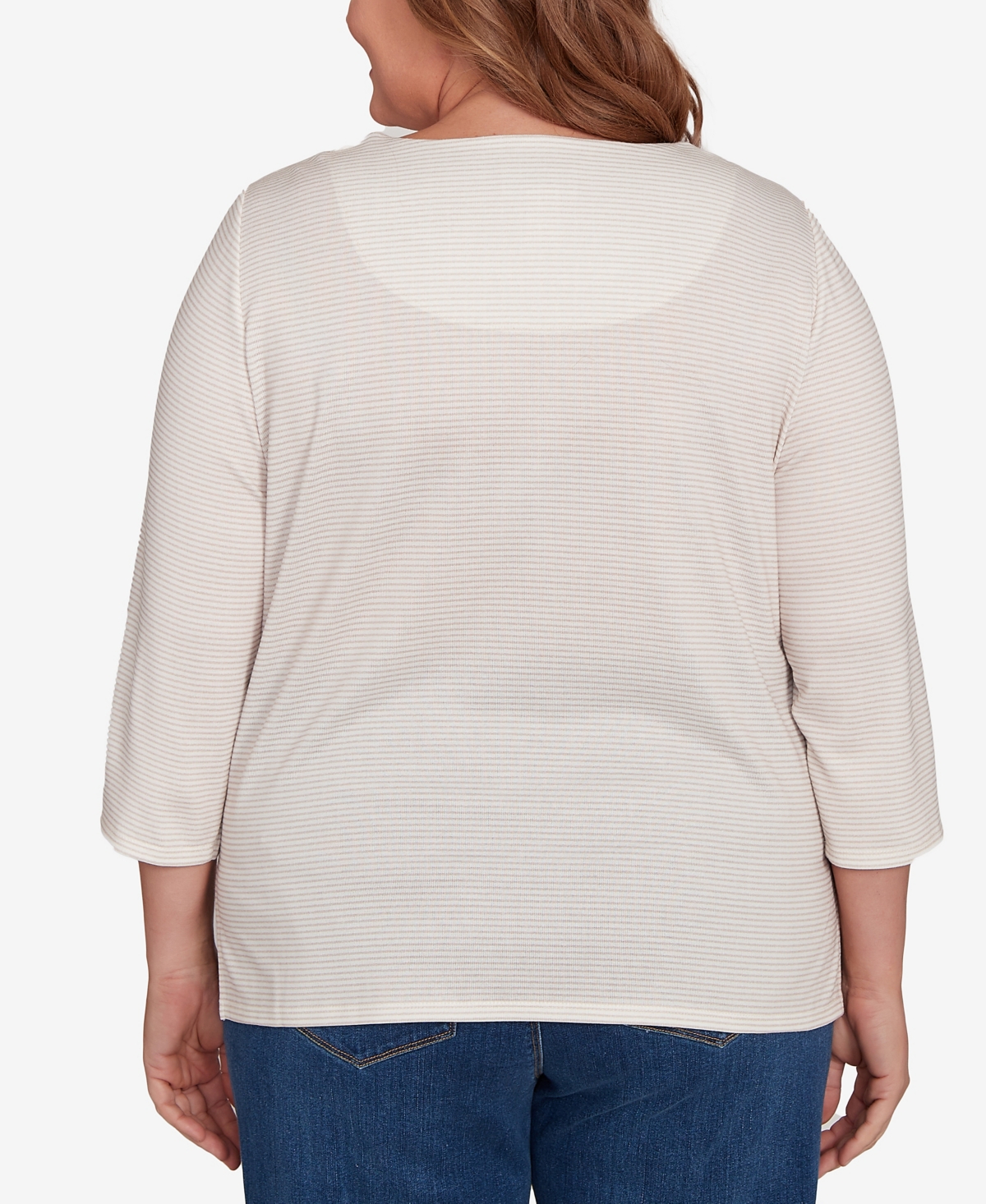 Alfred Dunner Plus Size Classic Harvest Basket Crew Neck Top In Multi