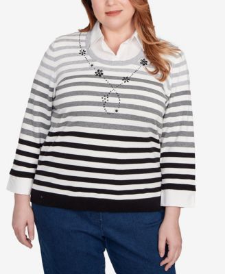 Plus Size Classic Ombre Stripe Two In One Sweater