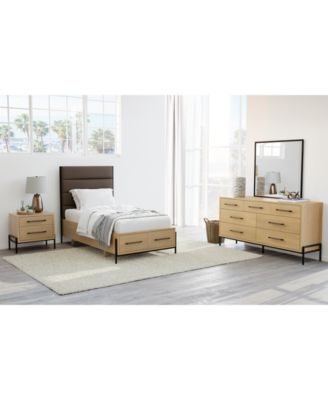 Furniture - Linstead 3-Pc. Twin Upholstered Storage Set (Bed, Dresser & Nightstand)