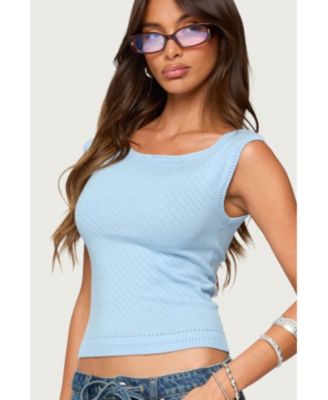 Women's Jarah Pointelle Knit Boat Neck Top