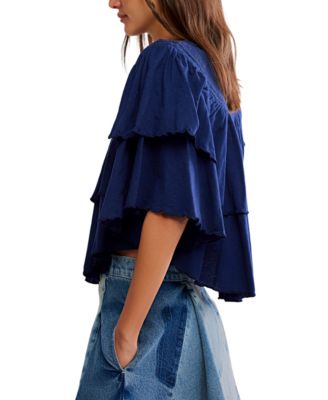 Women's Rose Party Ruffled Cotton Top