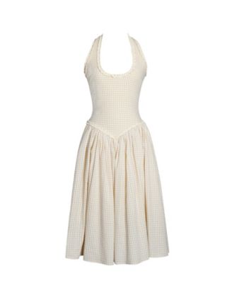 Women's Idella Yellow Gingham U Neck Midi Dress