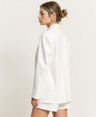 Women's Single Button Blazer and Elastic Waist Short Set