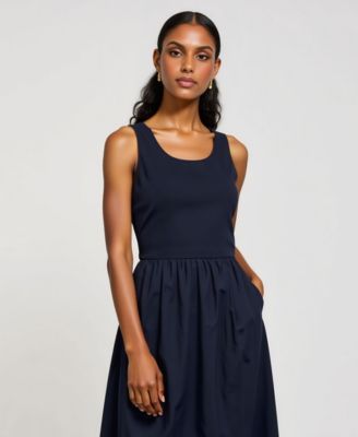 Women's Sleeveless Fit-And-Flare Seam Waist Maxi Dress