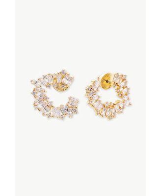 Classicharms Crescent Baguette Cubic Zirconia Stud Earrings - Gold 94$