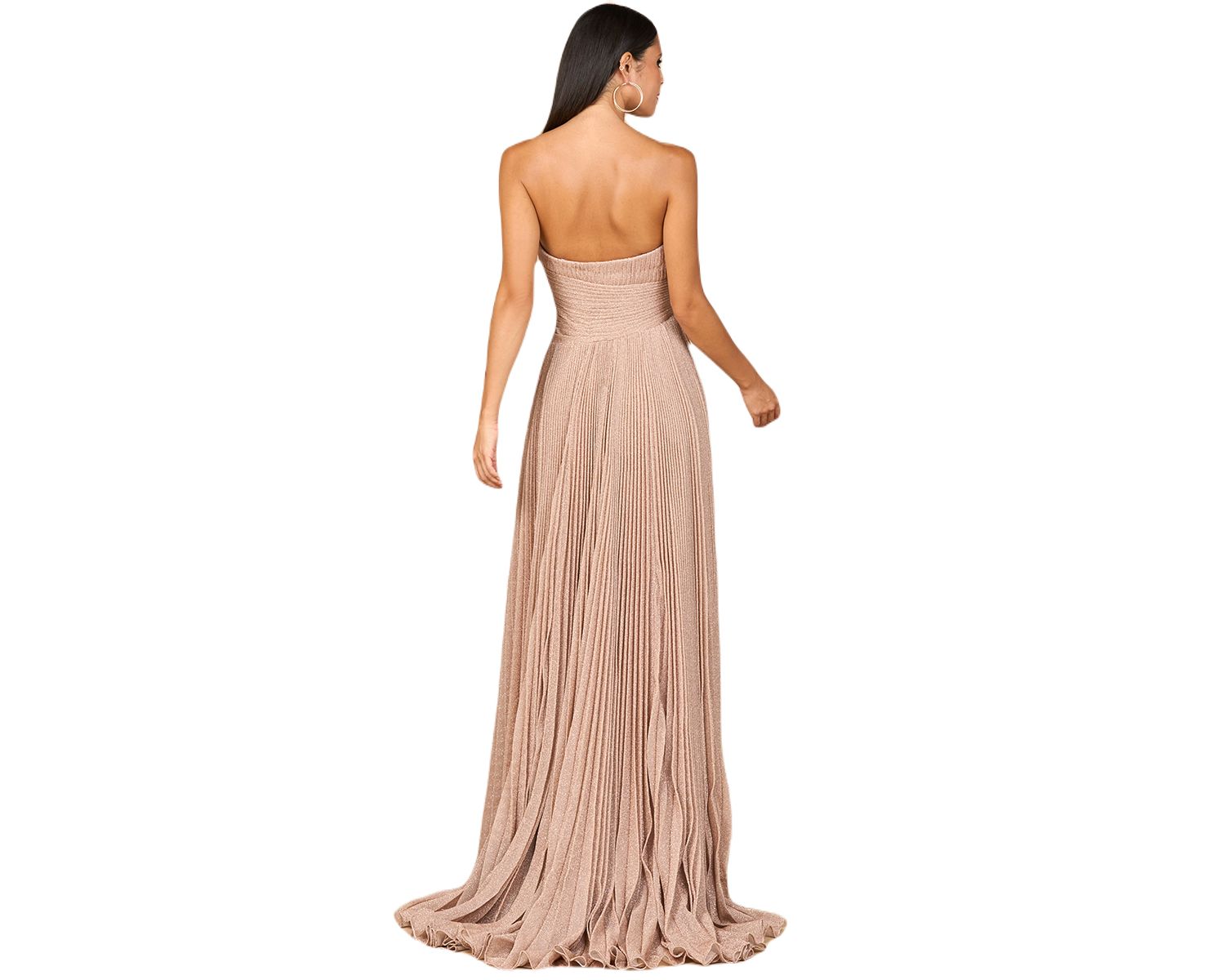 Women's Flowing Pleated, Strapless Dress