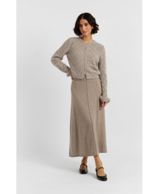 Women's Wool Blend Fluffy Diamond Cardigan