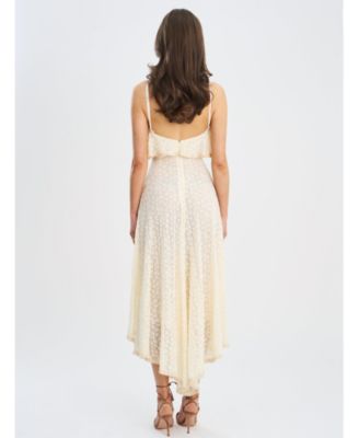 Women's Idra Lace Trim Sleeveless Crochet Midi Trailing Dress