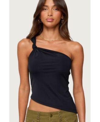 Women's Knotted One Shoulder Asymmetric Top