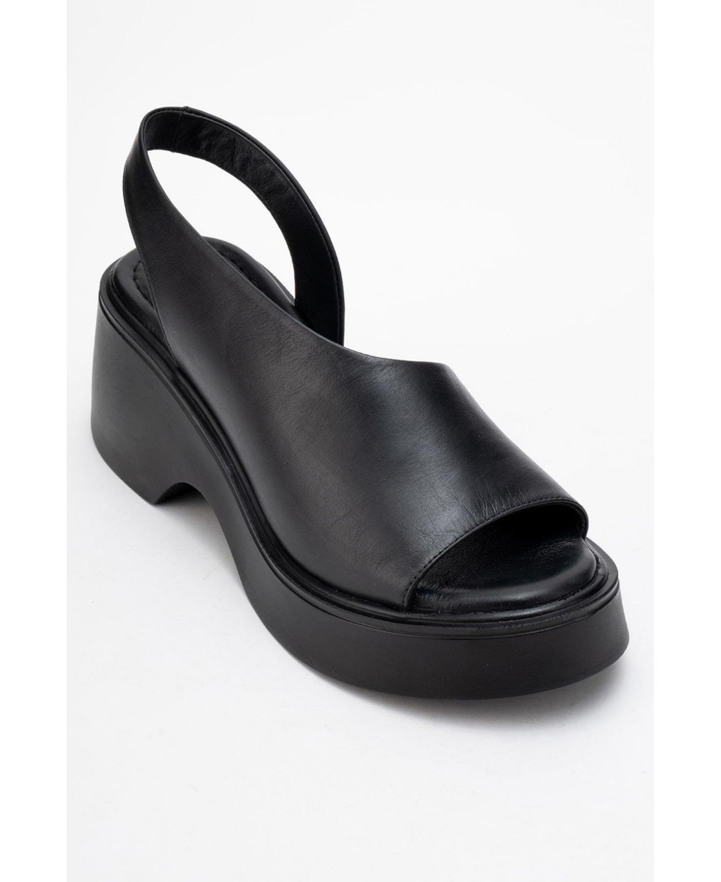 Женские сандалии Forever & Always Shoes ROY Leather Wedge Sandal (Women), цвет: Чёрный кожаный — фото 1