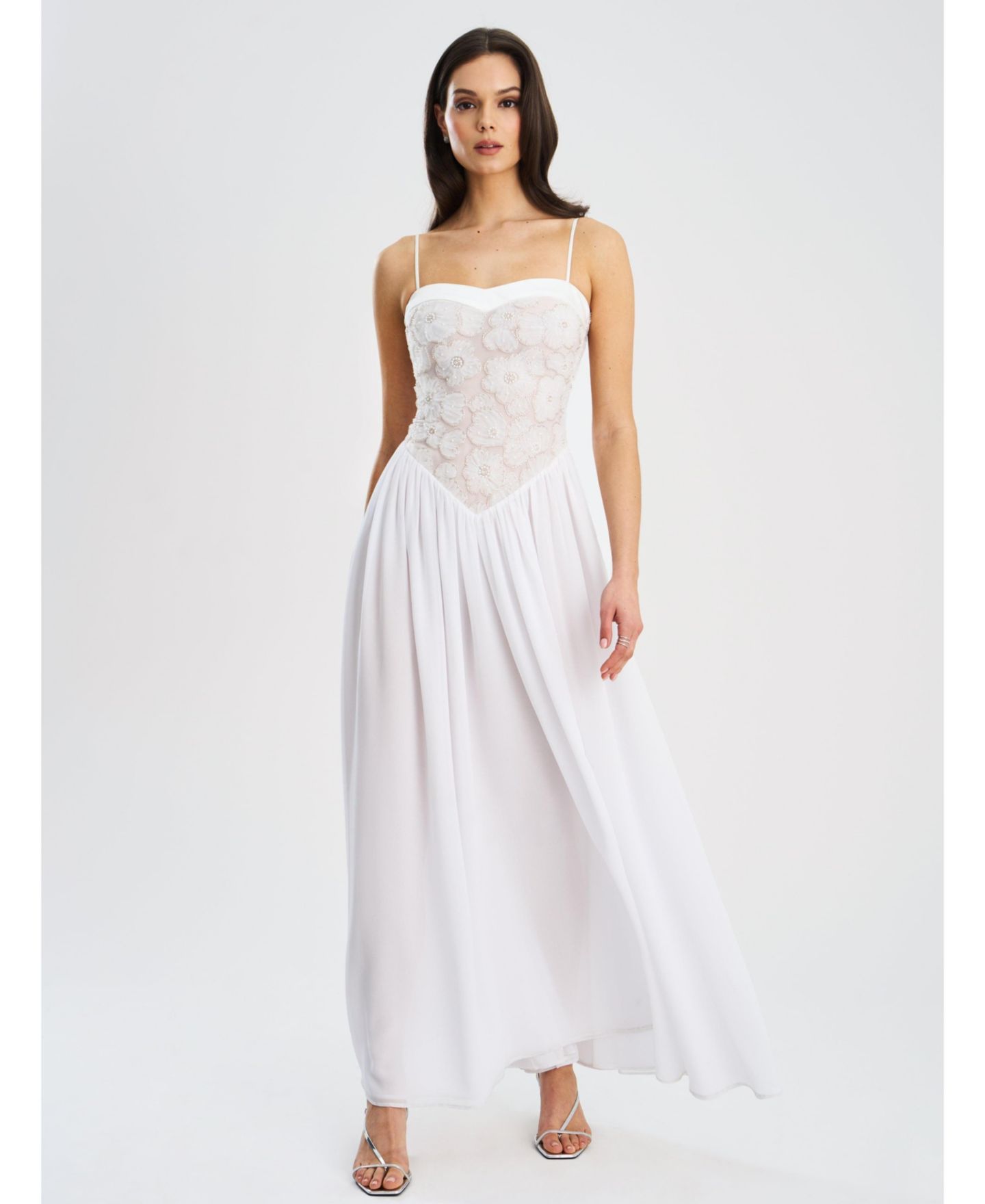 Женское платье Miss Circle Ucille White Embroidered Chiffon Maxi, цвет: Белый — фото 3