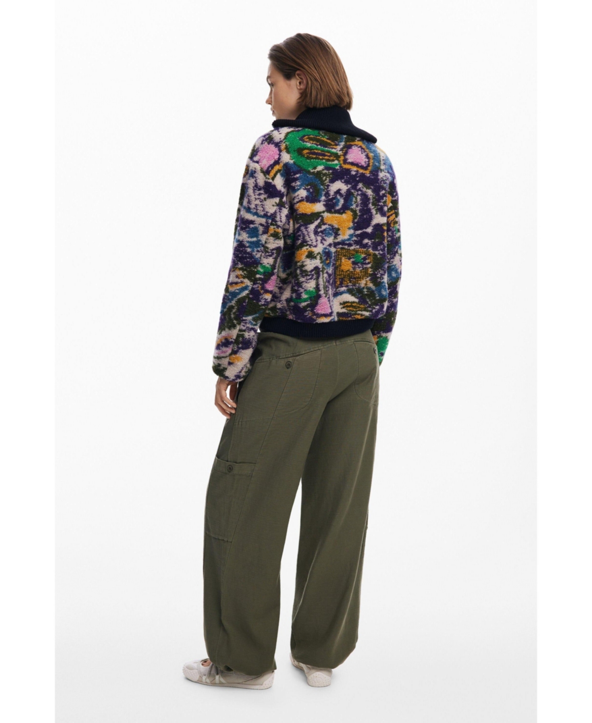 Desigual Wool Blend Woven Jacket In Multi