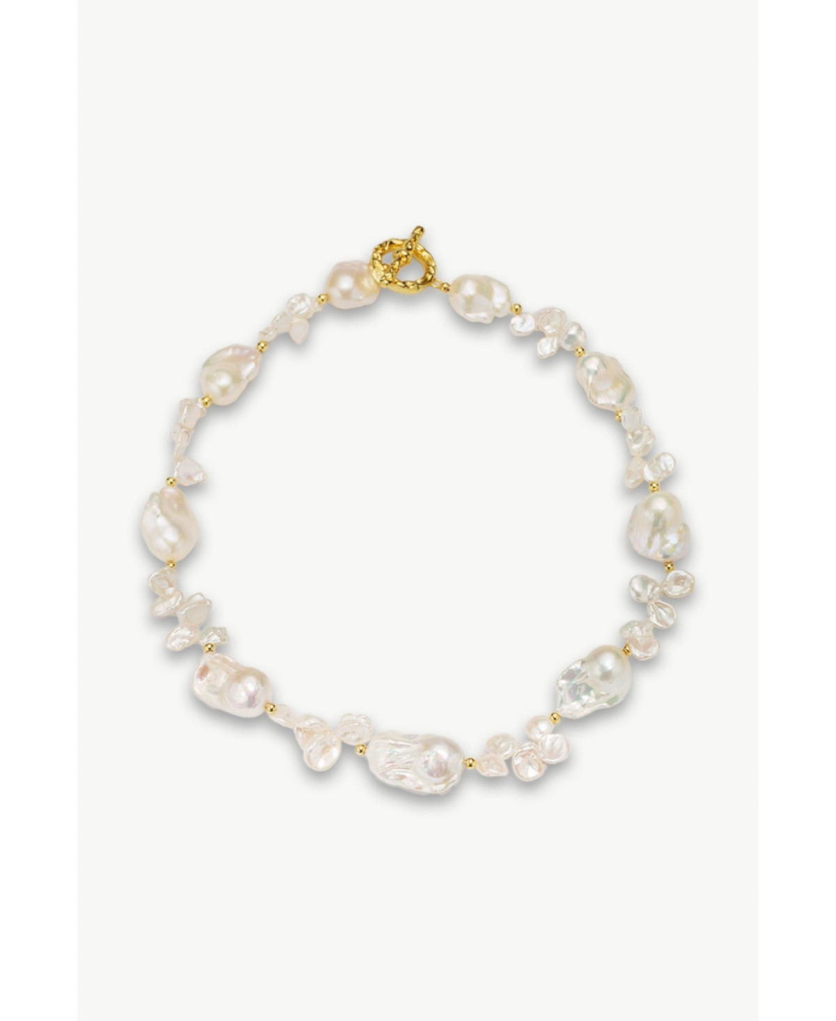 Natasha Freshwater Petal & Baroque Pearl Beaded Necklace - Gold