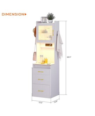 3-in-1 Vanity Desk with LED Sensor Light, Flip Mirror and Drawers